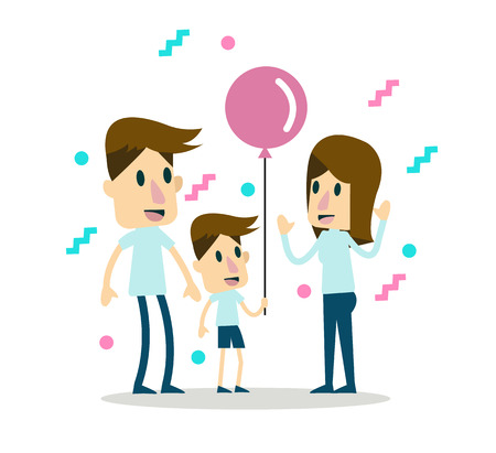 family time. flat character design.のイラスト素材