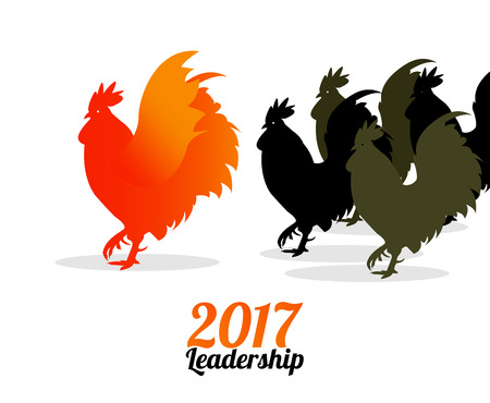 Group of Rooster. 2017 leadership concept .Vector illustrationのイラスト素材