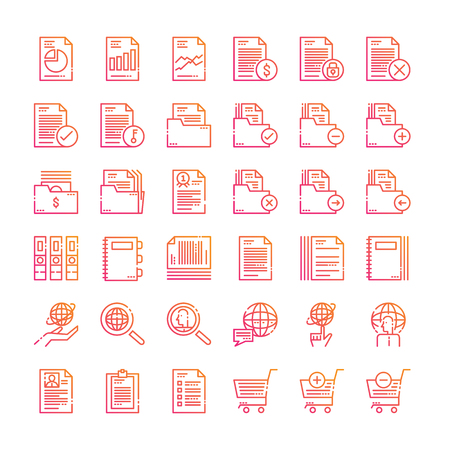 36  Business and Accounting icon set. Gradient line icons style.のイラスト素材