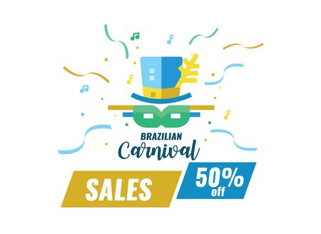 Brazilian Carnival Sales Banner. Flat design. vector illustrationのイラスト素材