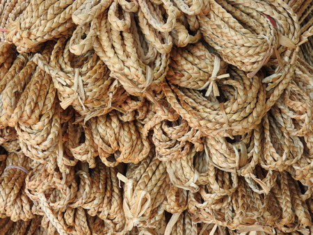 rope made from dry outermost shell of banana treeの写真素材