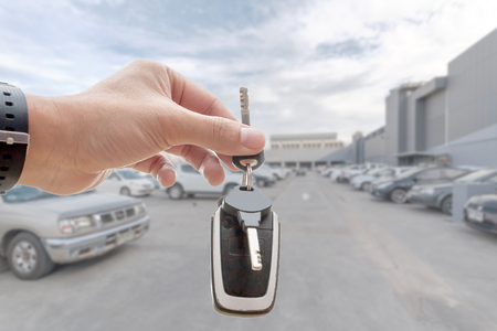 Blur car parking with keyの写真素材