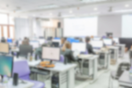 Blur the classroom computer for backgroundの写真素材
