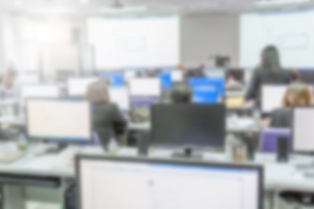 Blur the classroom computer for backgroundの写真素材