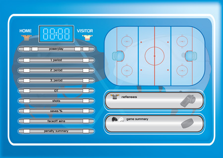 Ice hockey field,game elements,icons,score board vectorのイラスト素材