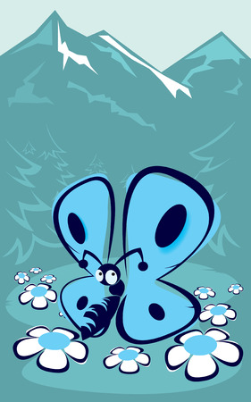 blue mountain butterflyのイラスト素材