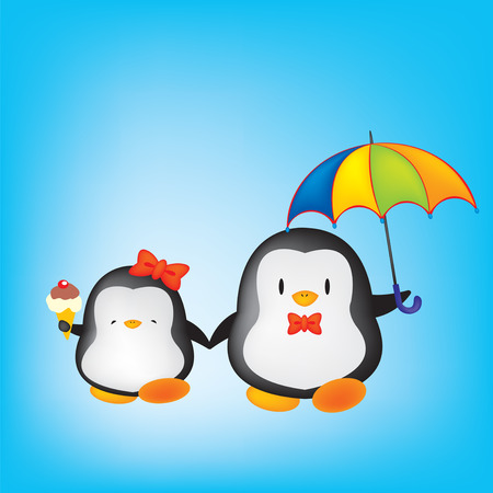 two cute looking penguinsのイラスト素材