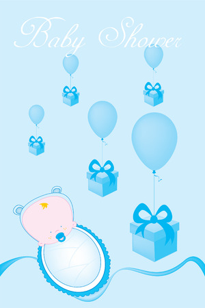 invitation card for baby boy showerのイラスト素材