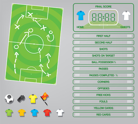 Info graphics for football soccer game ,icons,game elements,scoreboard vectorのイラスト素材