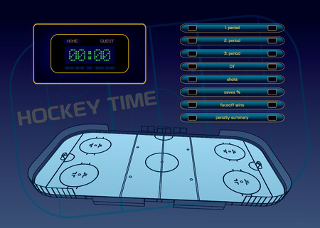 Ice hockey rink, scoreboard and game statistic vector illustrationのイラスト素材