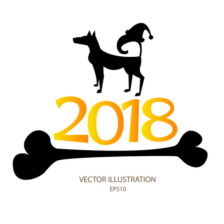 Dog black banner for new year 2018のイラスト素材