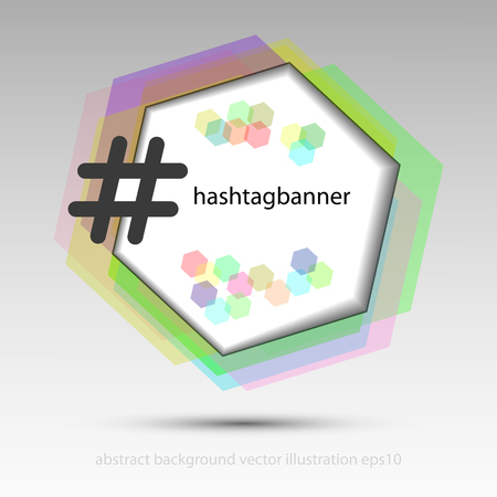 Hashtag banner with colorful hexagon shapesのイラスト素材