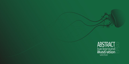Mechanical jellyfish on green background, vector clipartのイラスト素材