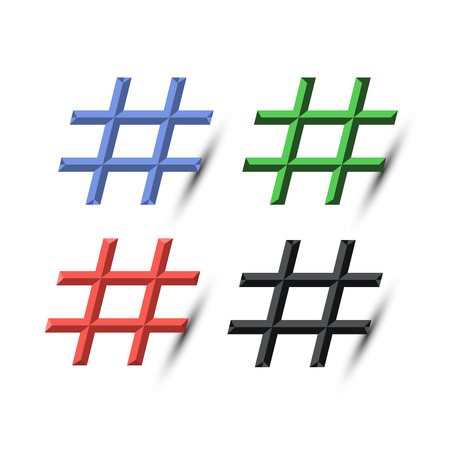 Set of multicolored hashtags 3d - vector clipart Eps10のイラスト素材