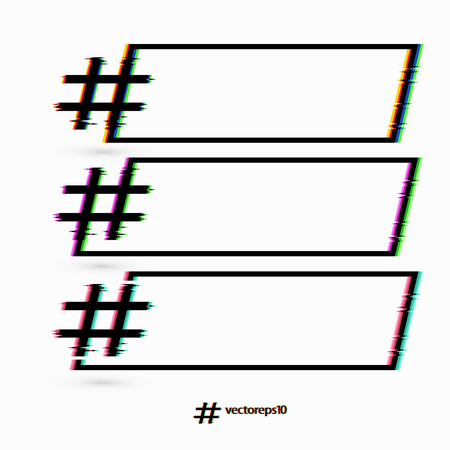 The set of hashtags with glitch effect - vector illustration-eps10のイラスト素材