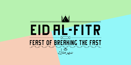 Eid al-Fitr (Feast of Breaking the Fast). Lettering (in Arabic) - blessed month (Ramadan).の写真素材