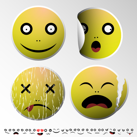 Set of emoticons. Emotions. Set of emoticons. Emotions. Stickers in the form of emoticons. Yellow smileys.の写真素材