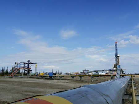 Pipeline fittings and manifold of producing gas wells in the field. Handwheels for high pressure...