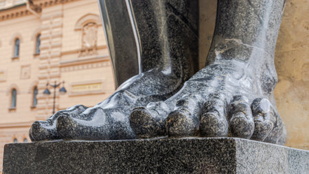 Astana Kazakhstan - May 29 2021: Exclusive tea set on a table covered with colorful cloth. Original ceramics: teapot and saucers. Background image and splash screenのeditorial素材