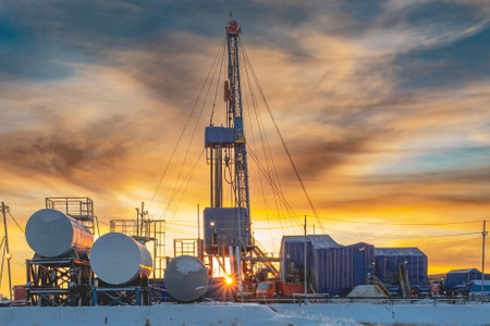 Equipment and infrastructure of the drilling rig for drilling oil and gas wells in the field of the...