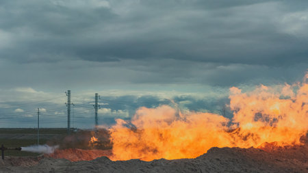 Development of gas wells in the northern gas field. Flaring of contaminated gas during bottom-hole...