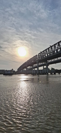 Sunrise over Kapuas 1 and 2 Bridgeの写真素材