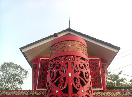 A beautiful carving typical of the Dayak tribe of West Kalimantanの写真素材