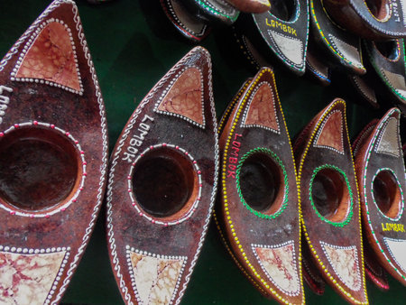 Unique handcrafted candle holders from Lombok, Indonesia, perfect for adding an exotic touch to your home decorの写真素材