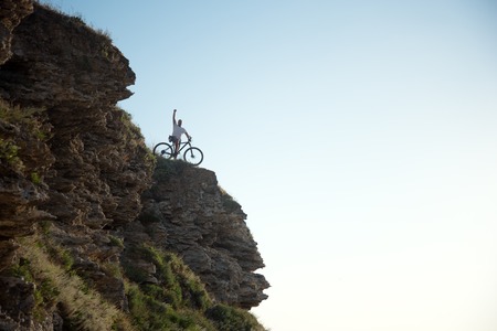 Cyclist on the hillの写真素材