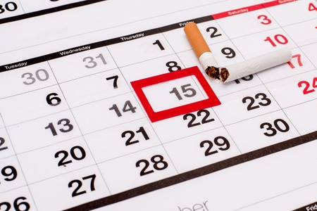 On 15 November, the day of refusal of Smoking. The calendar with the selected date.の写真素材
