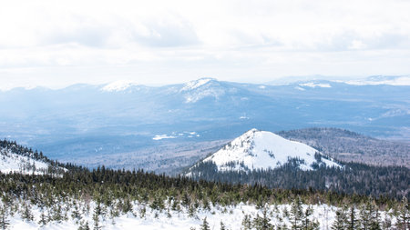 Winter landscape. Winter mountain. Winter holidays. Ural mountain.の写真素材