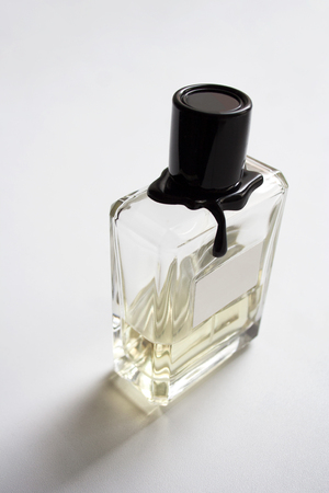 Rectangular perfume bottle isolated on white backgroundの写真素材