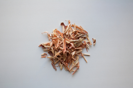 Heap of dry thai lemongrass isolated on white background from a high angle view