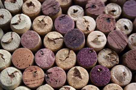 Wine corks textured palette abstract background close upの写真素材