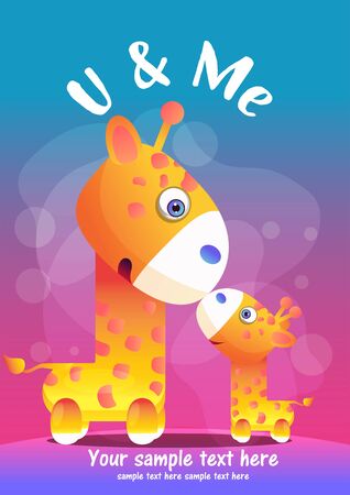 Greeting card Cute Cartoon animal. Can be used for t-shirt print kids wear fashion design baby shower invitation card.のイラスト素材