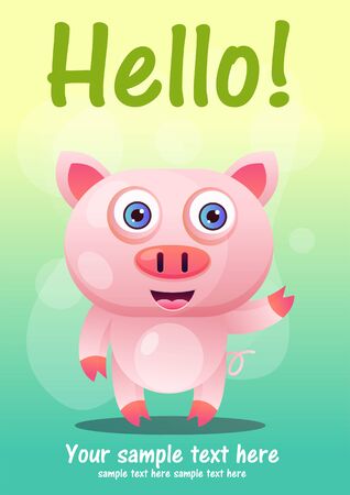 Greeting card Cute Cartoon animal. Can be used for t-shirt print kids wear fashion design baby shower invitation card.のイラスト素材