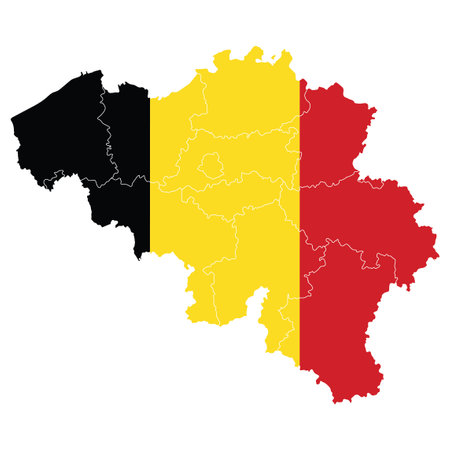 Map of Belgium with Belgium flagのイラスト素材