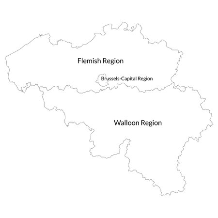 Belgium map with main regions. Map of Belgiumのイラスト素材