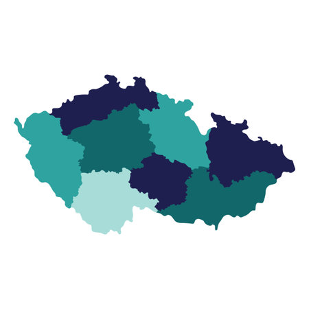 Czechia map. Map of Czech Republic in main regionsのイラスト素材