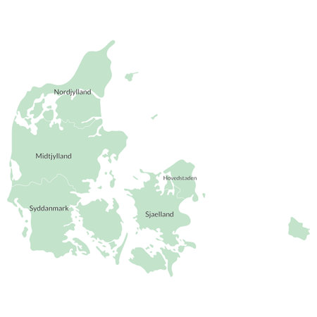 Denmark map with main regions. Map of Denmarkのイラスト素材