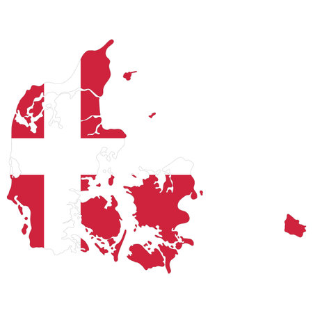 Map of Denmark with Denmark flagのイラスト素材