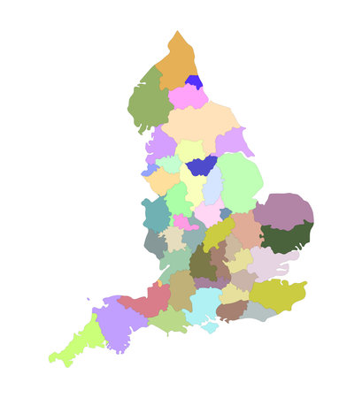 Map of England with regions in pastel colors. Vector illustration.のイラスト素材