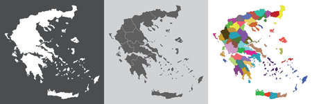 Greece map. Map of Greece in setのイラスト素材