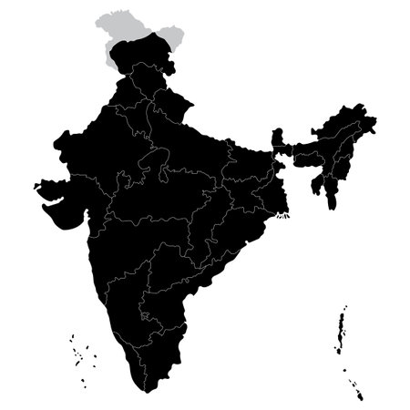Map of India administrative regions.  India mapのイラスト素材