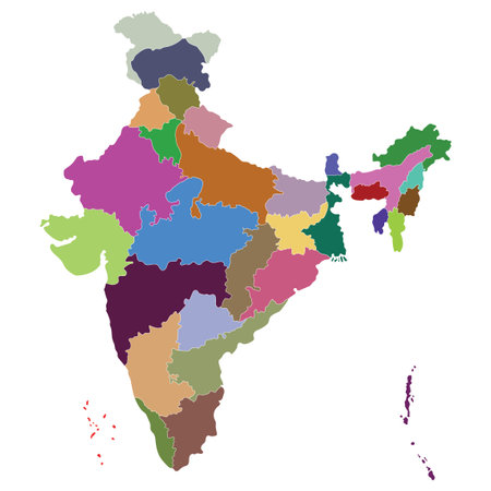Map of India administrative regions.  India mapのイラスト素材