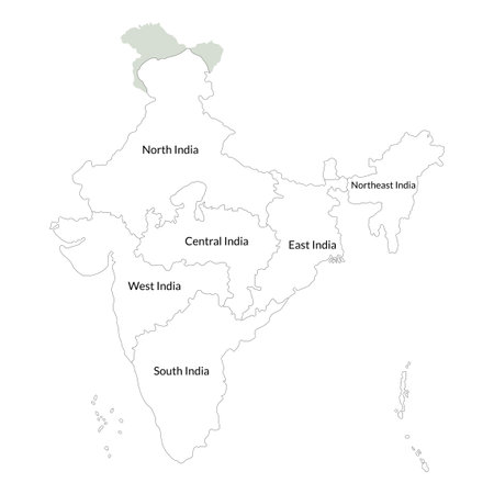 Map of India administrative regions.  India mapのイラスト素材