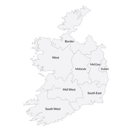 Ireland map. Map of Ireland in main regionsのイラスト素材