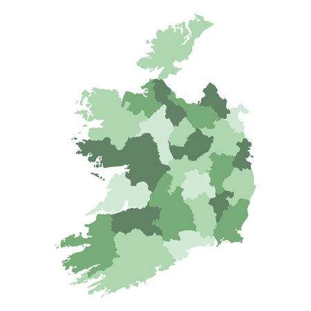Ireland map. Map of Ireland in administrative regionsのイラスト素材