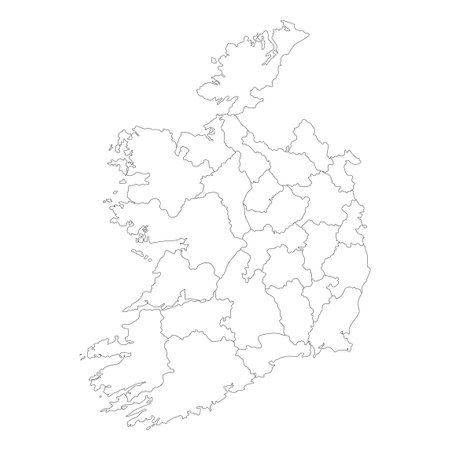 Ireland map. Map of Ireland in administrative regionsのイラスト素材