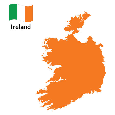 Map of Ireland with Ireland national flagのイラスト素材